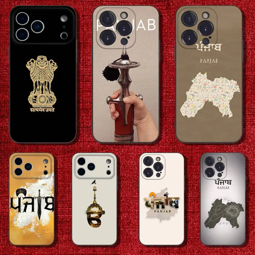 

Painting Punjab Map Phone Case For iPhone 17,16,15,14,13,12,Pro,Max,Plus,E,SE4,Air,Mini Black Soft Cover