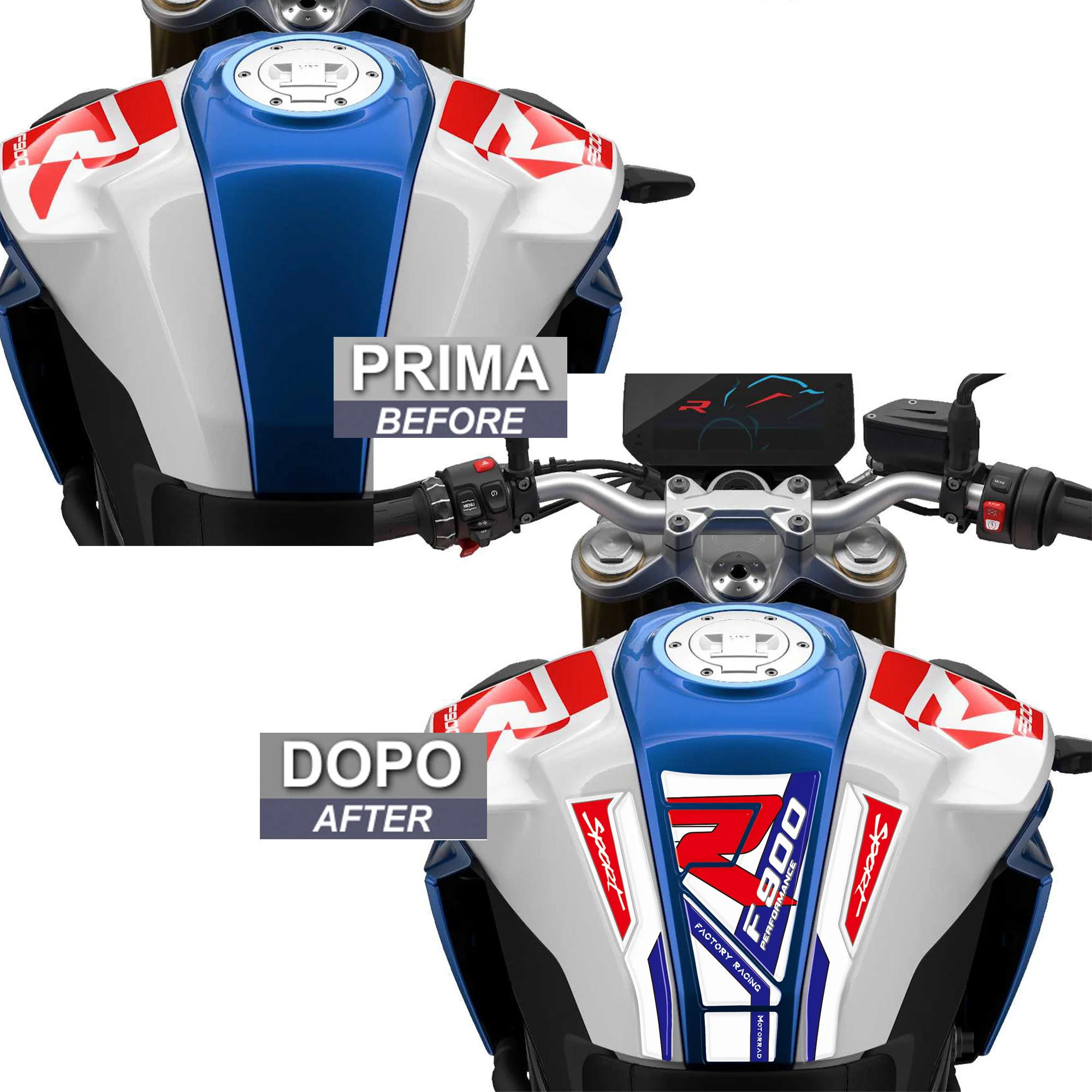 Motorcycle 3D Gel Resin Fuel Tank Pad Protector Sticker Compatible with BMW F900R F900 R F 900R