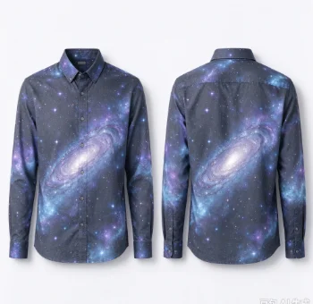 Men All Over Space Galaxy Star Print Long Sleeve Button Down Shirt Front & Back Universe Graphic Lapel Casual Tops 5 Colors Avai