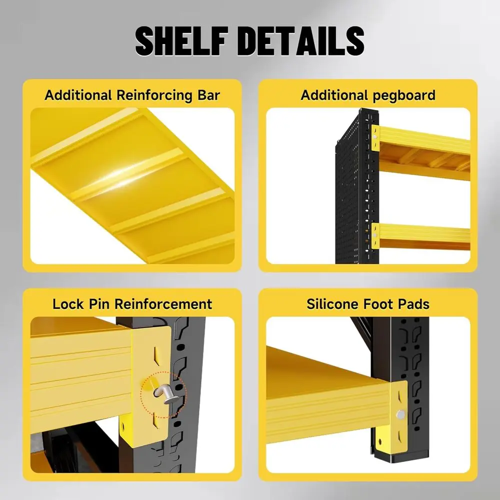 48 Wide Heavy-Duty 4-Tier Adjustable Metal Shelving System for Garage, Workshop, and Storage - view 5