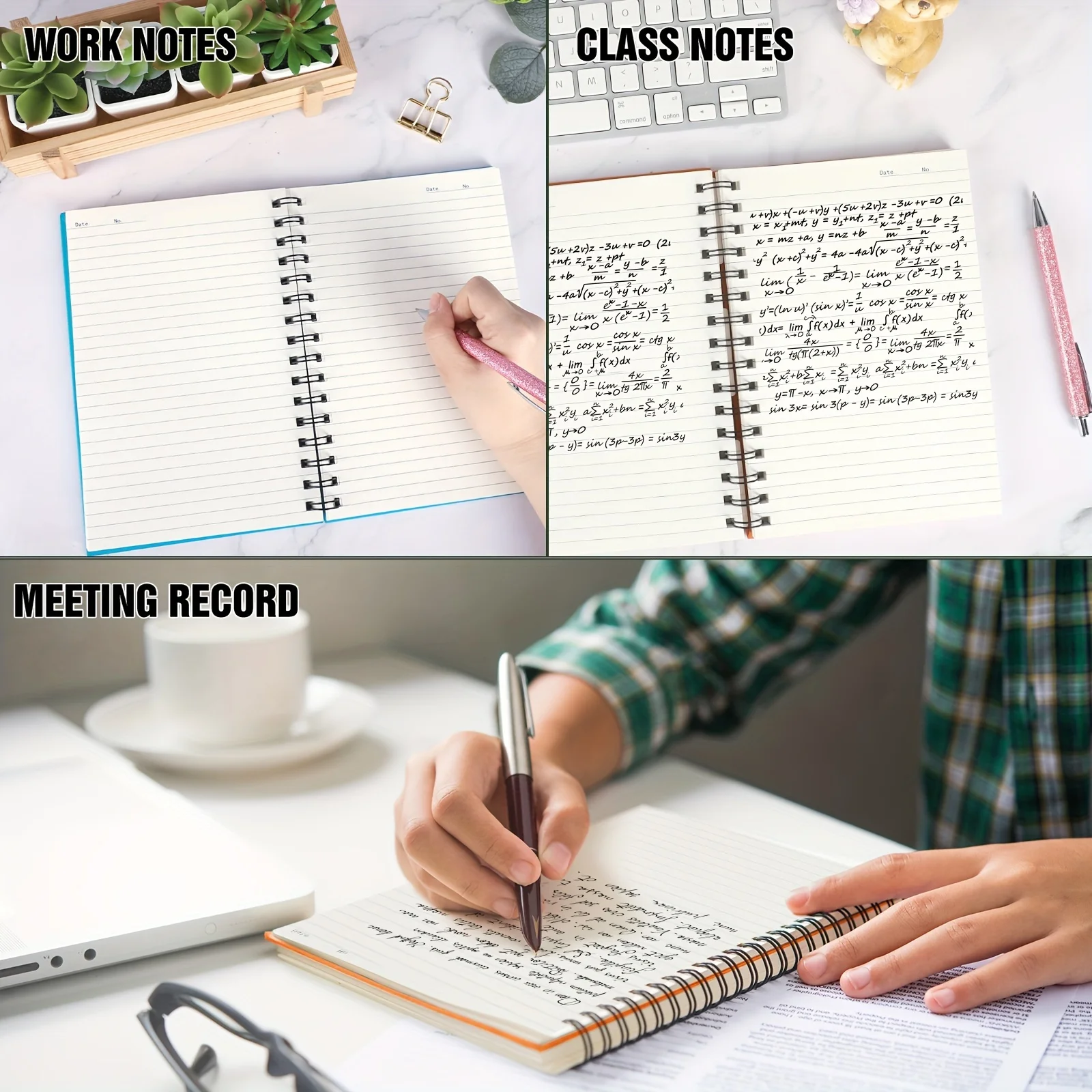 قطعة واحدة من دفتر الملاحظات الحلزوني ذو الغلاف الصلب، المجلات الحلزونية، مسطرة الكلية، ورق سميك 100 جرام لكل متر مربع، ألوان متنوعة من نغمة الجوهرة، 100 صفحة