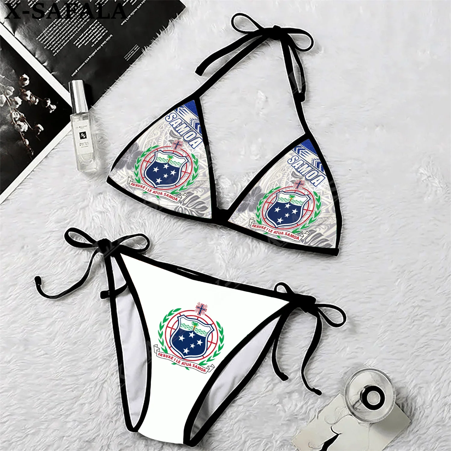 Polynesian Native Sigh Pattern 3D Print Women Micro Triangle Tie Side Bikini Summer Beachwear Mankini Cute Sexy Bathing Suit-1