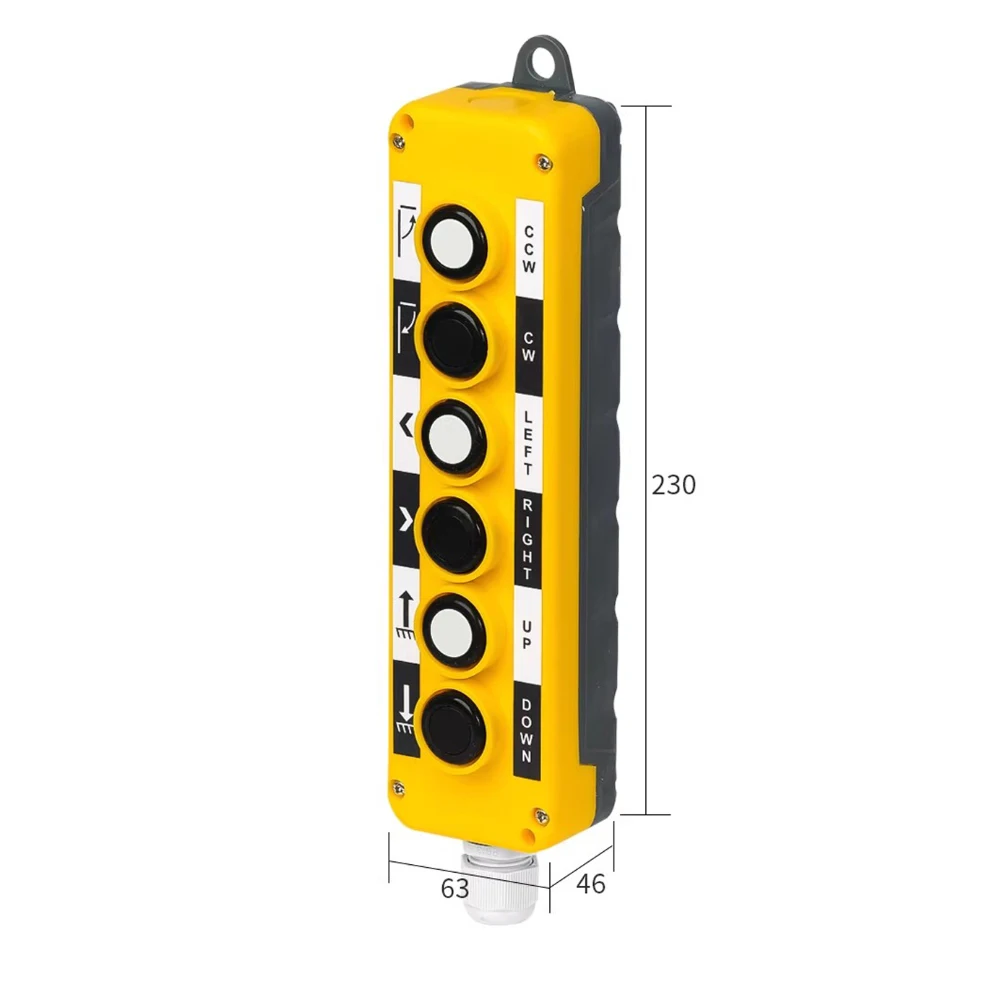 6-Button Handheld Control Box with Magnetic Back, IP54 Waterproof, for Truck Tail Lift Hydraulic Switch, A1-T6-1C