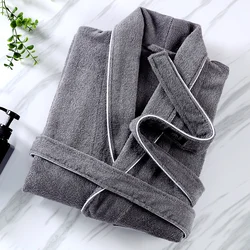 Men's Terry Fleece Hooded Bathrobe, Long, Thick, Warm, Terry, Dressing Gown, Couple, Home, Bath Robes, High Quality, Winter