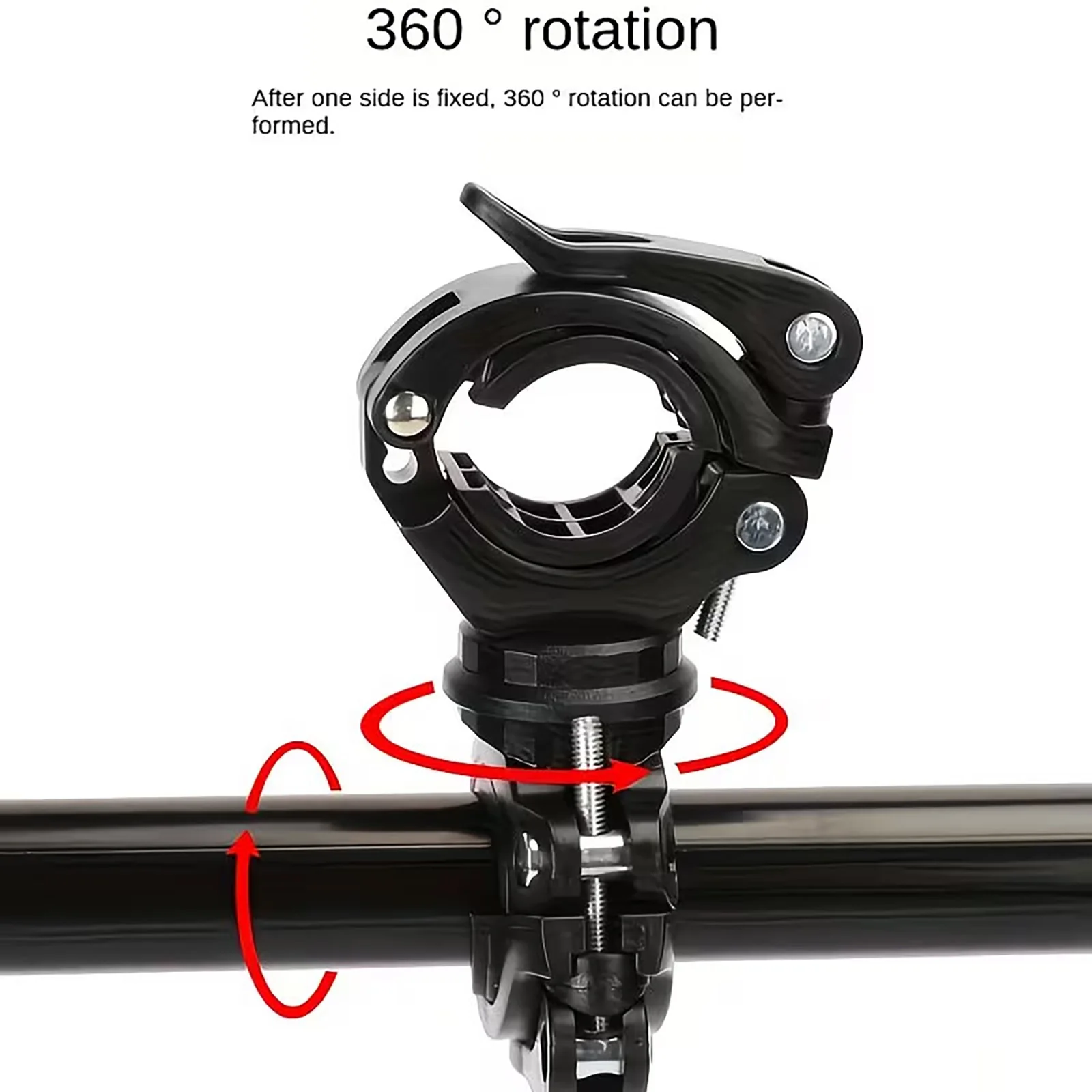 TOSUOD 360 ° Drehbarer Fahrrad-Taschenlampenhalter Universeller Lenkerclip Verstellbare Fahrradlicht-Halterung Zubehör – Detail 2