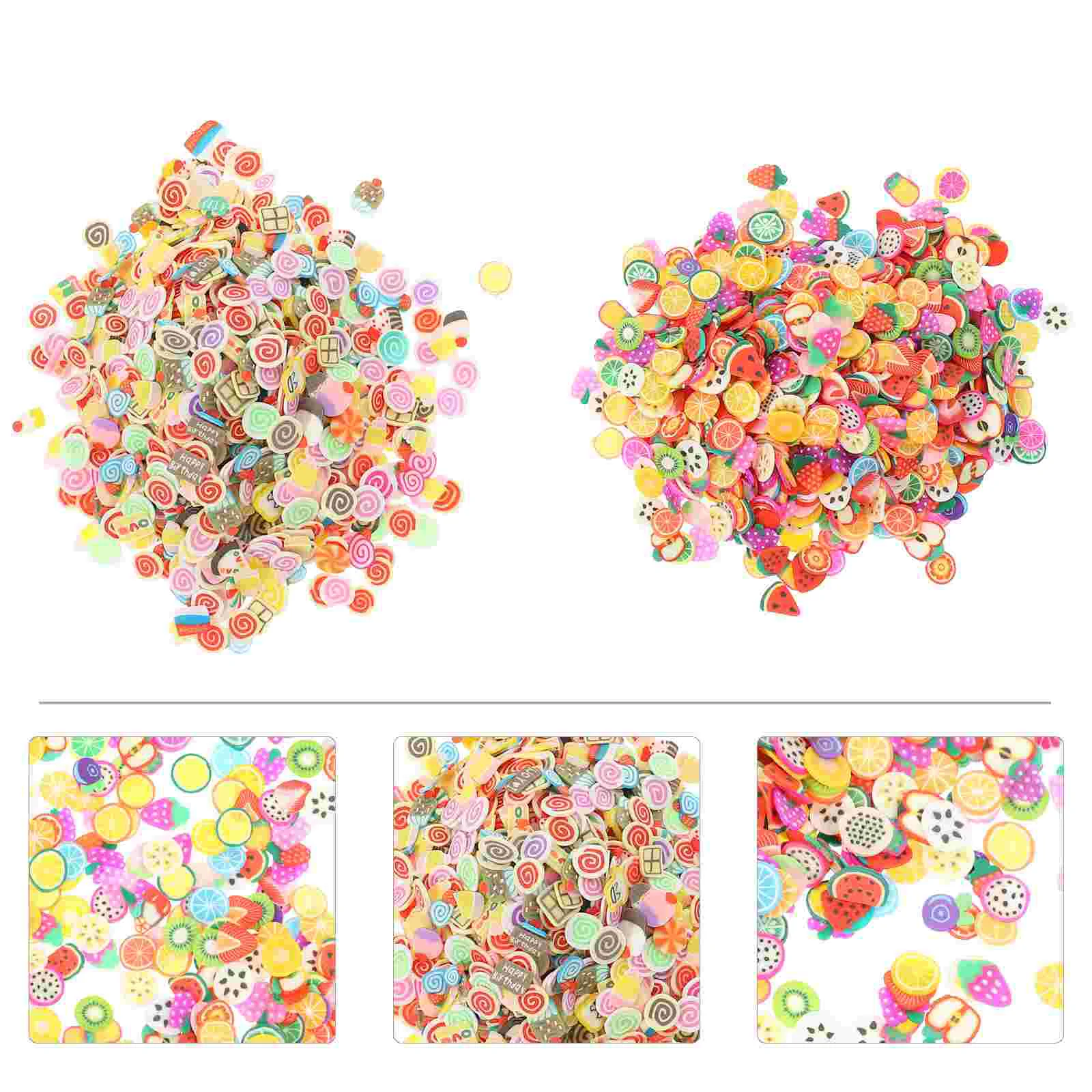 4000 Pcs Soft Clay Nail Pieces Beauty Ornament Manicure Fruit Polymer Decor Decorative Cake Beads 3D Charms