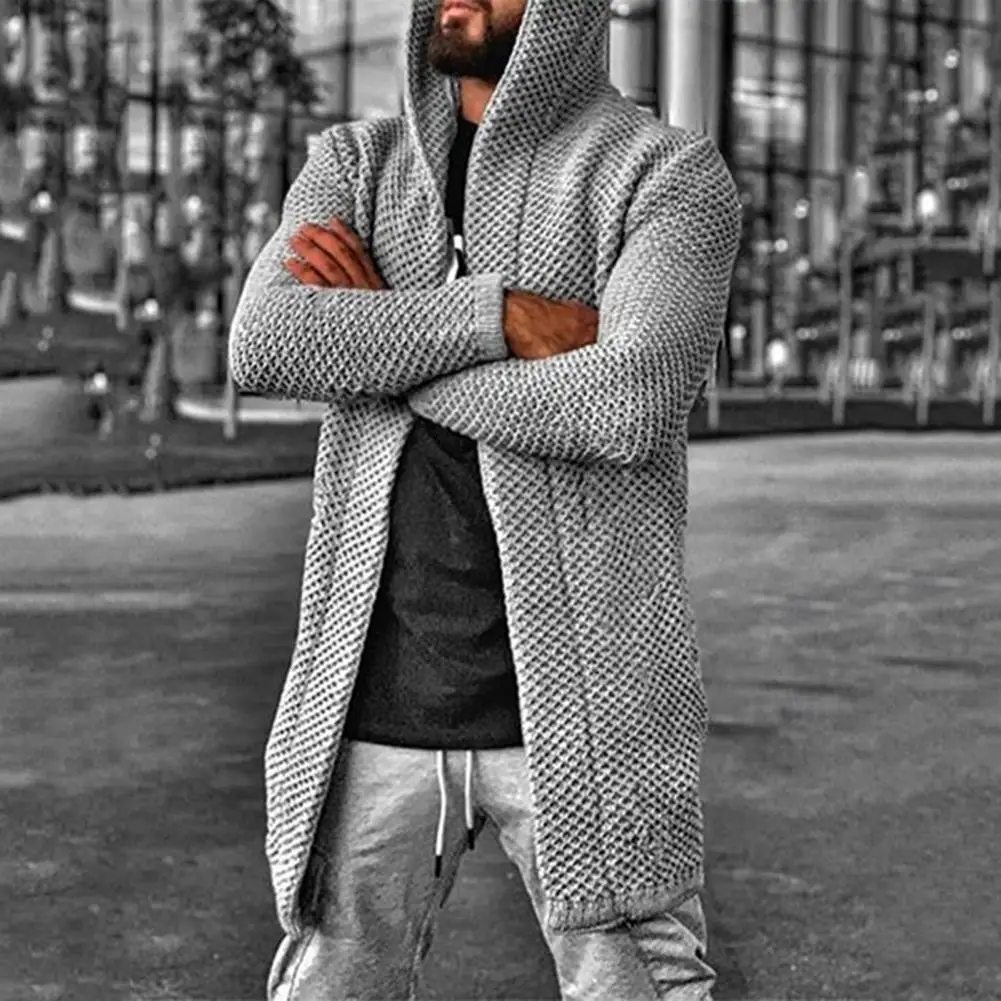 Men Knitted Cardigan Solid Color Long Sleeve Cardigan Sweater Autumn Winter Thicken Warm Men Knitted Jacket Outerwear