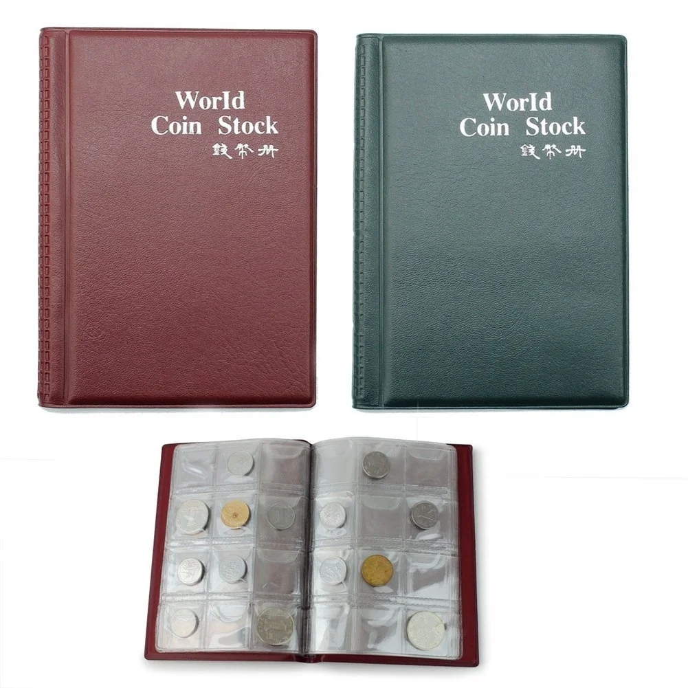 

120 Pockets Coin Collection Album 10 Pages Portable 15x11cm PU Cover OPP Material For Coins Tokens Storage Display Collectors