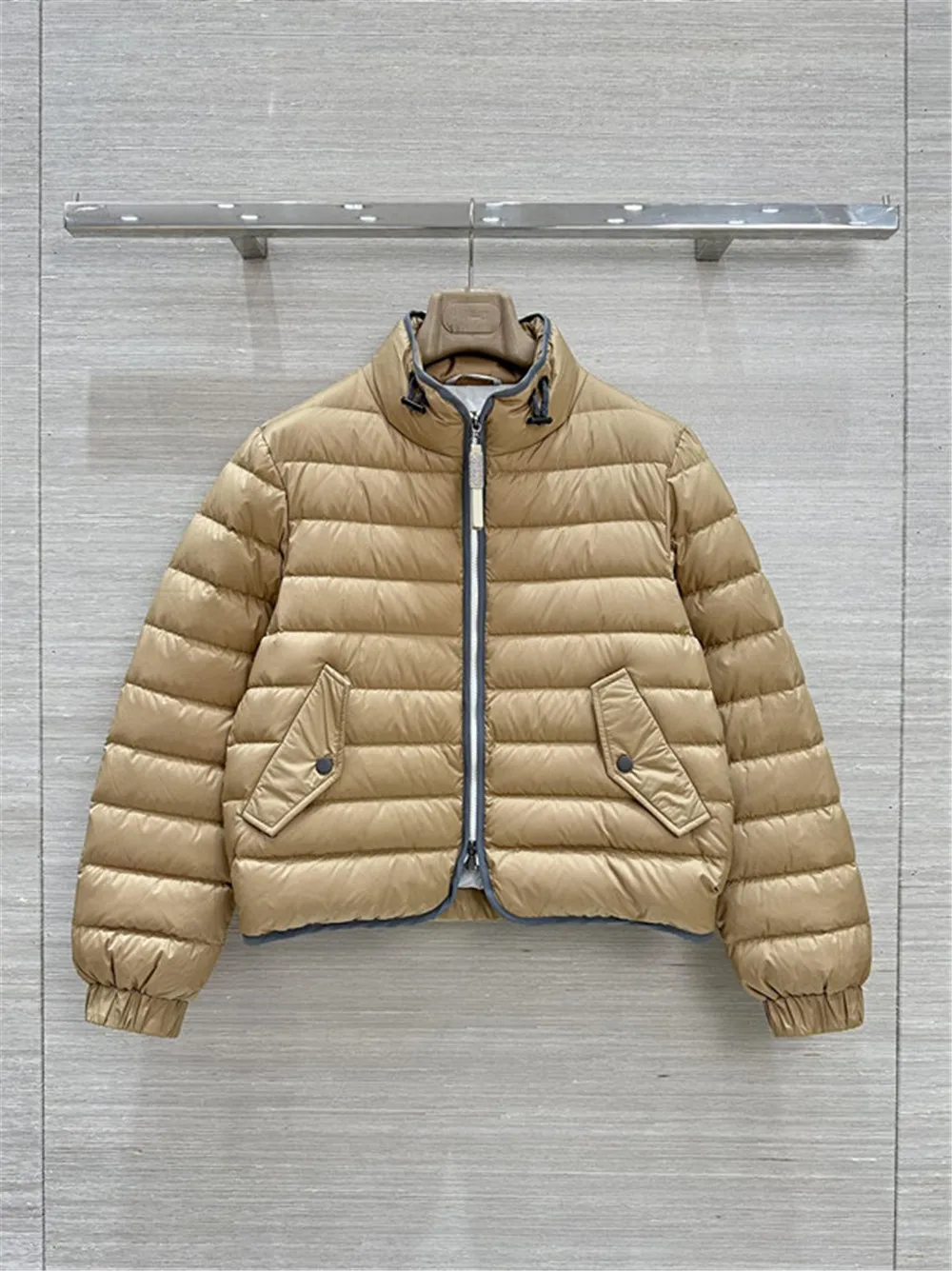 Women's Zipper Deaded Pocket White Goose Down Jacket Coat Autumn Winter Women's Clothing