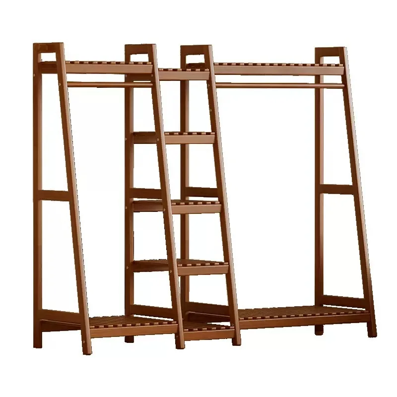 Vertical Floor-to-Ceiling Coat Rack Trapezoidal Multi-Layer Indoor Bedroom Hanger Simple Removable Clothing Storage Rack