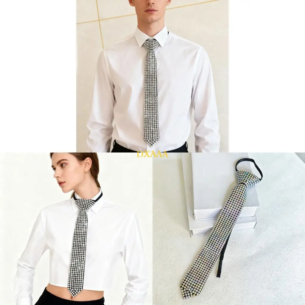 

DXAA Popular Shining Necktie with Rhinestones Studs For Women Daily Outfit Night Club
