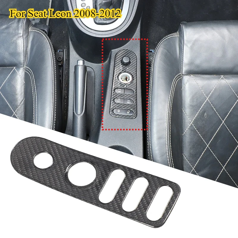 

For Seat Leon 2008-2012 Car Central Door Lock Button Frame Cover Decorative Carbon Fiber Sticker Interior Car Accessories