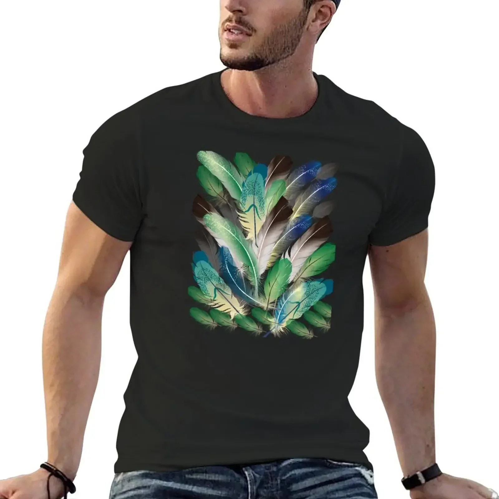 

feathers realistic design bird feathers. T-Shirt graphic shirts rapper graphic tees tshirts for men