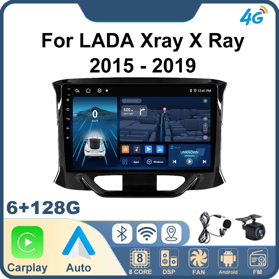 2Din Head Unit Car Radio for LADA Xray X Ray 2015 - 2019 Multimedia Video Player WIFI BT Navi GPS 4G Car Intelligent Systems