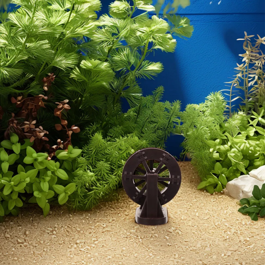 Aquarium Water Wheel Decor Windmill Style ABS Material Easy Install Tranquil Fish Tank Decoration Indoor Desktop Fountain Scene