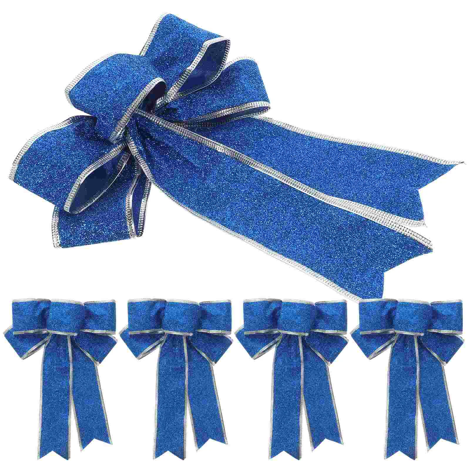 5 Pcs/Pack Christmas Bows Ribbon Tree Ornaments Wedding Ceremony Decorations Gift for Large Flower