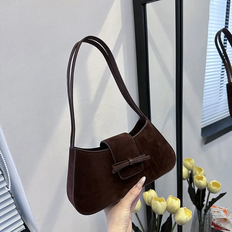 

Женская матовая сумка в стиле ретро 2025 года, шикарная сумка через плечо под мышками и бантом, универсальная сумка через плечо на каждый день