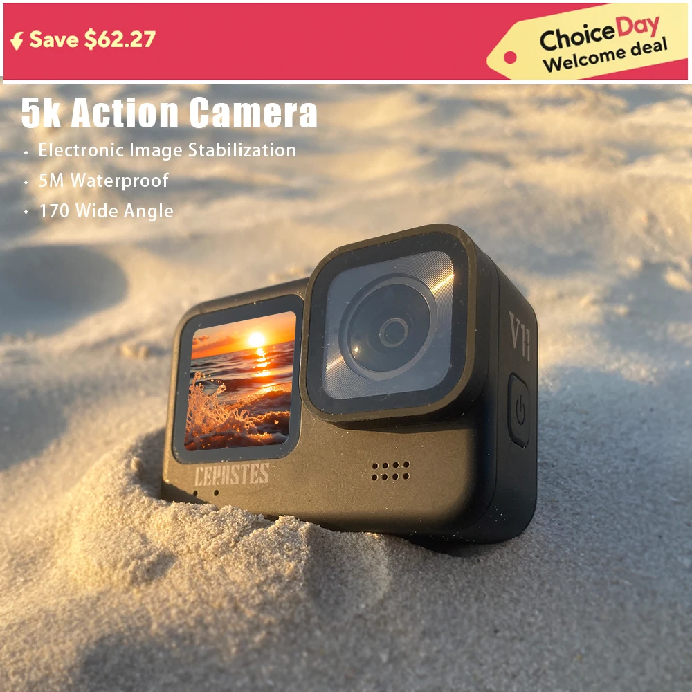 

NEW CERASTES V11 5K 4KWiFi Anti-shake Action Camera Go With Remote Control Screen Waterproof Sport Camera pro drive recorder