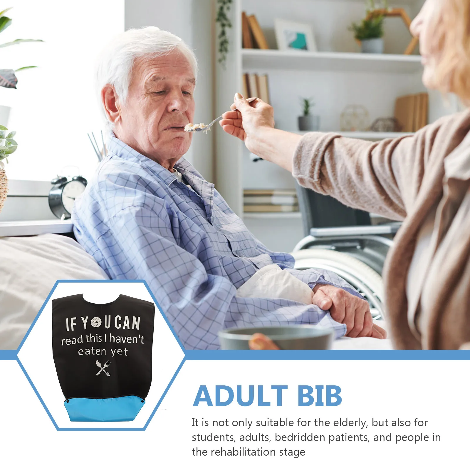 

Waterproof Adult Bib Funny Lace Button Design Comfortable Reusable Dinner Bib Household Elderly Clothing Protector