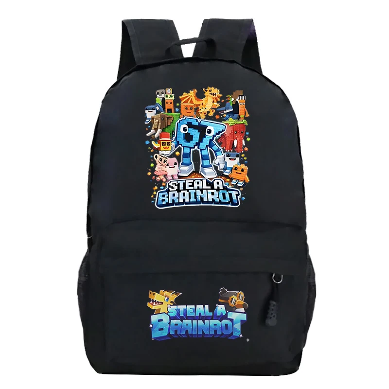 Steal A Brainrot Backpack Student Girl Boy School Bags 67 Six Seven Design Children Bookbag Laptop Travel Rucksack Outdoor Bag