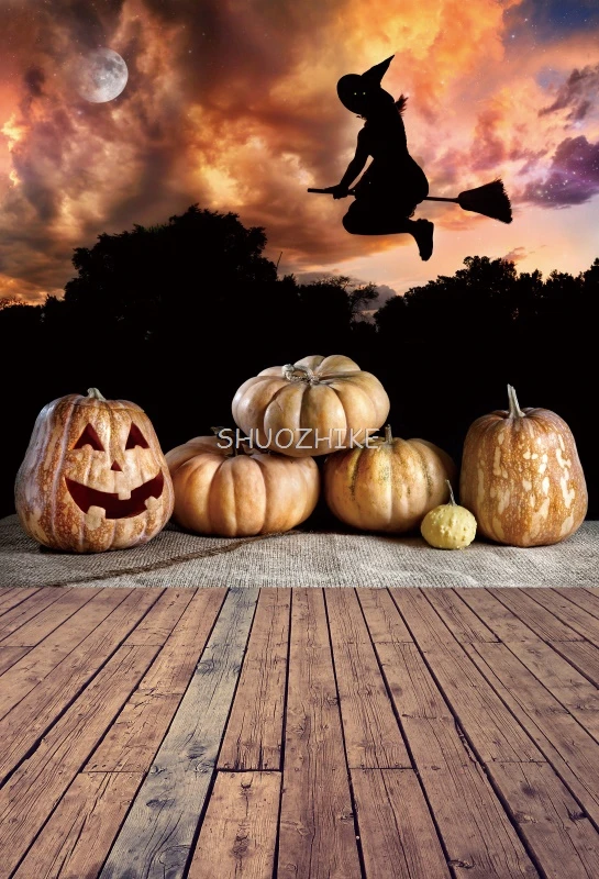 

Halloween Castle Pumpkin Bat Way Moon Baby Cartoon Trick Or Treat Night Photo Background Photo Backdrop Photocall Photo Studio