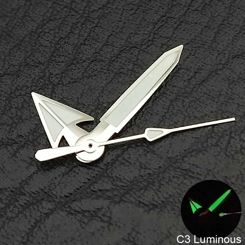 12.5mm Watch Hands C3 Green Yan Luminous Fit NH35 NH36 Watches Movement Accessory Part