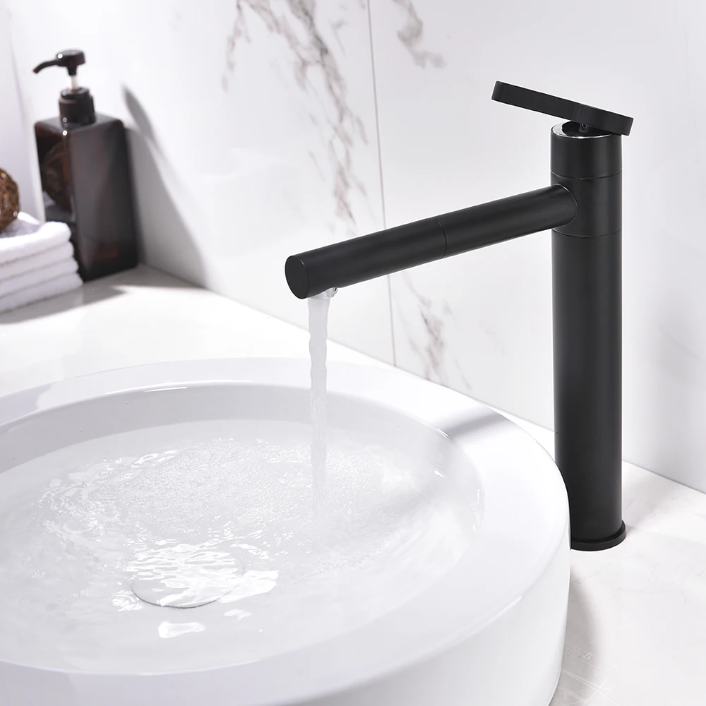Basin Mixer Tap 360 Degree Rotate Type Basin Faucet White and Silver Chrome Finish Bathroom Faucets Single Hand Bathroom LT-701
