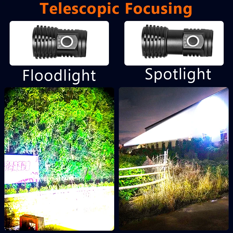 3500000LM Powerful LED Tactical Flashlight High Power Torch Light Type-c Rechargeable Outdoor Emergency Camping Lantern