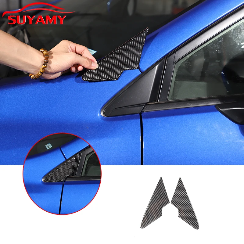 

For Subaru WRX STI 2021 2022 2023 Car A-pillar Triangular Panel Frame Cover Trim Sticker Soft Carbon Fiber Exterior Accessories