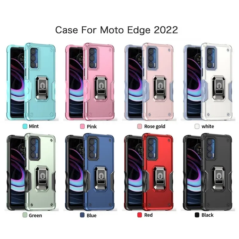 Dla Motorola Moto Edge Plus 2022 Edge 2021 Etui odporne na wstrząsy Silikonowy uchwyt na pierścień Bumper Cover dla Edge 20 Lite X30 Pro Case