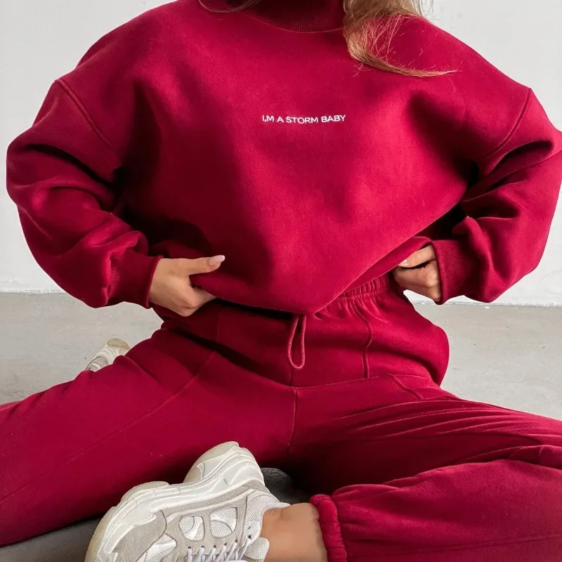 Yyahas 2025 moda americana primavera cintura elástica calças casuais femininas estampadas com capuz conjunto de duas peças roupas femininas