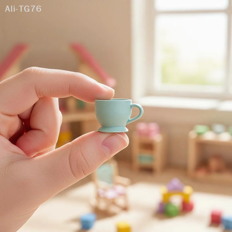 [P] 1 12 Scale Miniature Tea Set Pastel Colors Custom Design Perfect For Dollhouse Decor Photo  Props