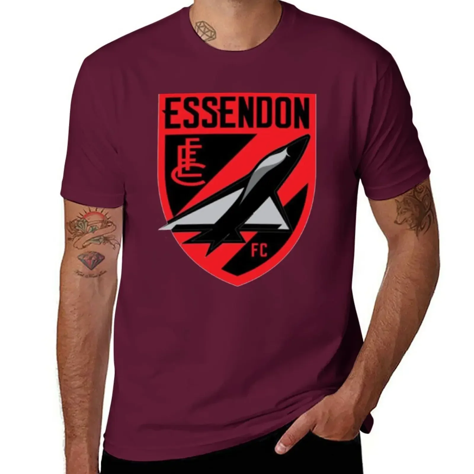 Hippie Clothes Kawaii Clothes Mens Plain TShirts Essendon Football Club T-Shirt Men Clothing Oversized Graphic Summer Funny Tops