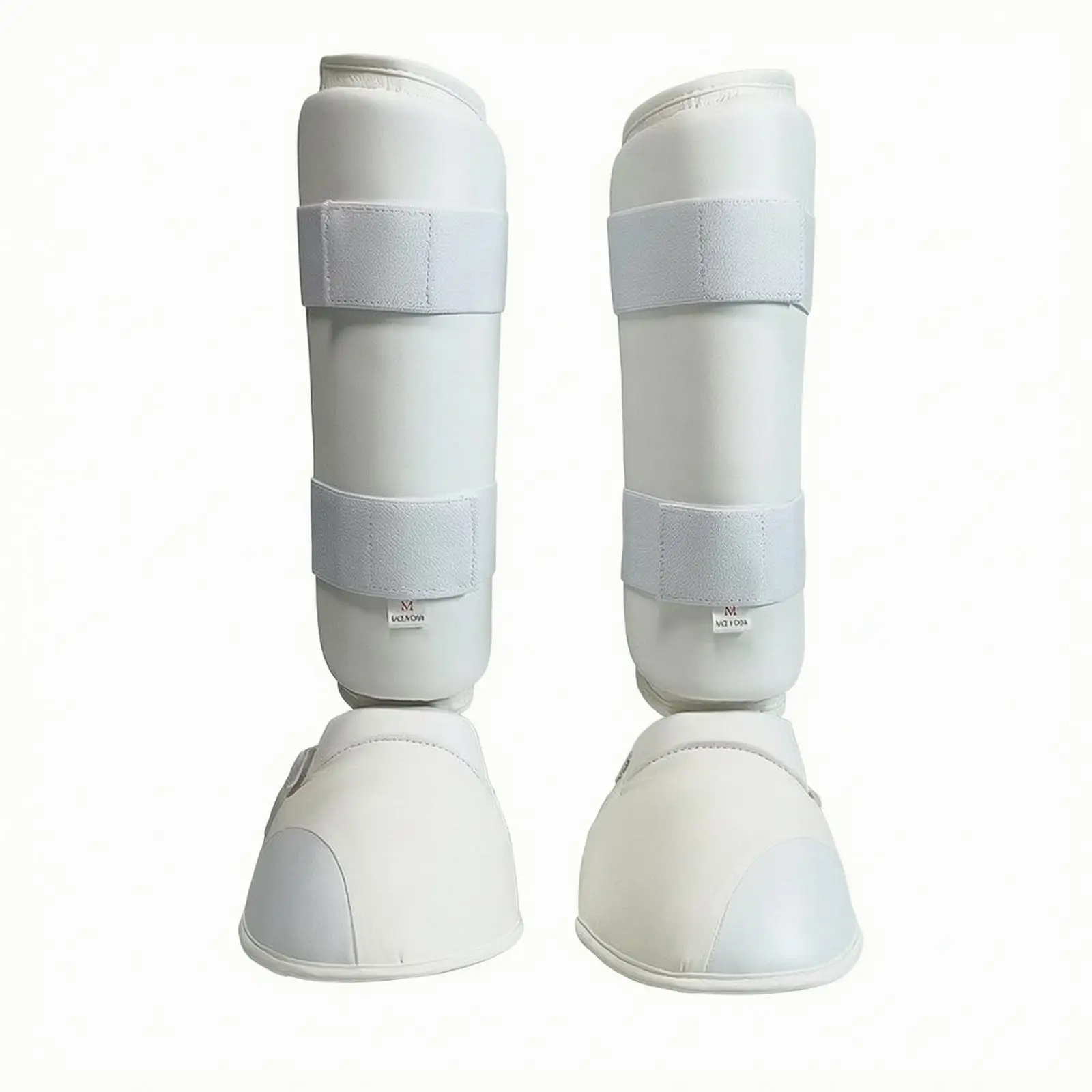 Karate Kids Leg Protector with Foot Shield Hook Loop Fastening for Kickboxing Taekwondo Sparring and Training