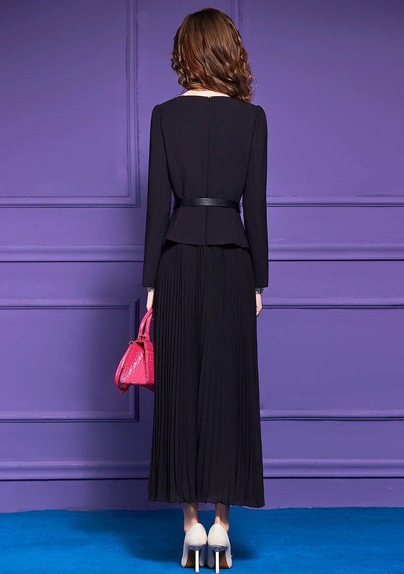 Zjyt elegante luxo diamantes plissado vestidos longos para mulheres festa noite manga cheia plus size roupas femininas 2025 outono novo