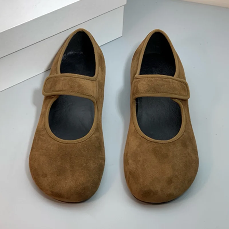 

Jenny&Dave Woman Shoes,Shoes For Woman Minimalist Handmade Cowhide Ballet Grandma Shoes Retro Round Toe Mary Jane Shoes Women