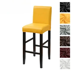 Elastic PU Leather Low Back Chair Cover Waterproof High Stool Cover Hotel Dining Banquet Chair Cover Chair Covers