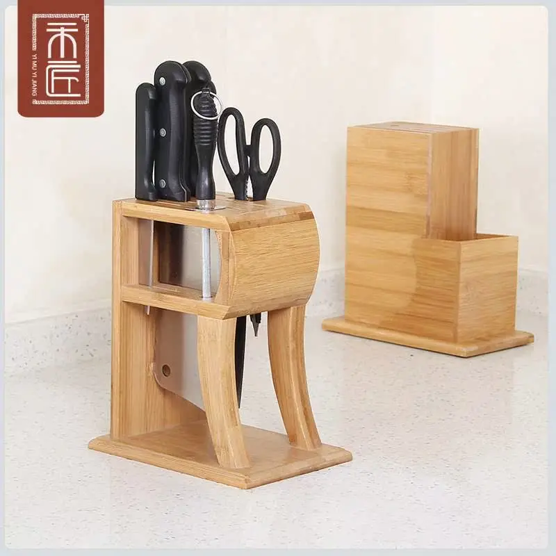 

Wood Knife Holder Kitchen Storage Rack Stand Small Size Bamboo Material Cooking Utensil Organizer Cutting Board Holder