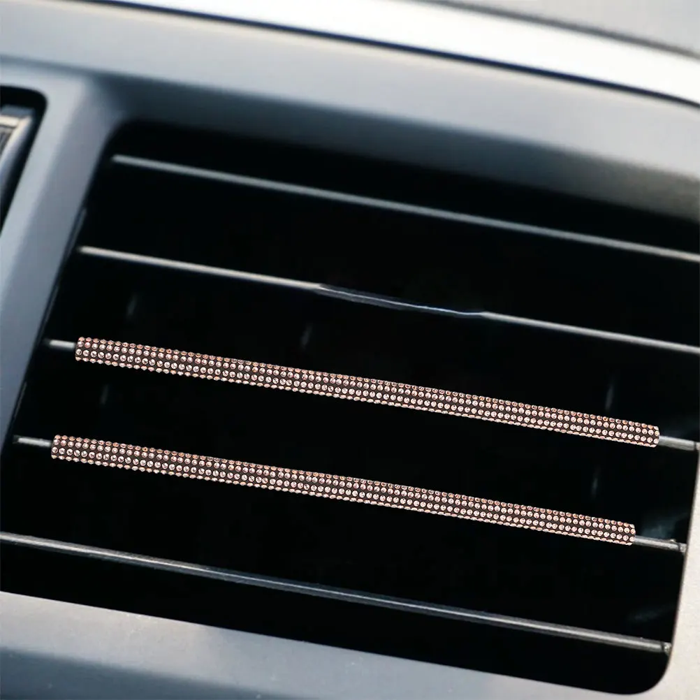 

4pcs Air Conditioning Decoration Strips Rhinestone Car Vent Accessories Auto Interior Trim Sparkly Decor For Women Universal Fit
