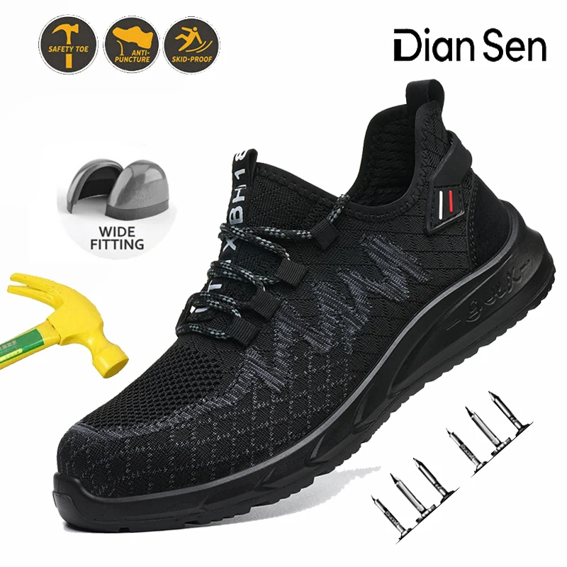 

Anti-smash Safety Shoes Men Steel Toe Work Boots Lightweight Slip Resistant Work Protective Boots for Warehouse & Logistics Work