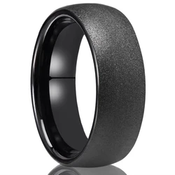 Black Tungsten Carbide Men's Ring 8mm Brushed and Polished Men's Wedding Band Stylish and comfortable for daily wear