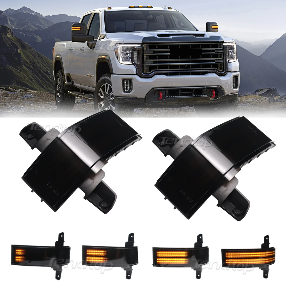 

Switchback Amber LED Side Tow Mirror Marker Light Dual-Row Turn Signal Lights For Chevy Silverado GMC Sierra 1500 2500HD 3500HD