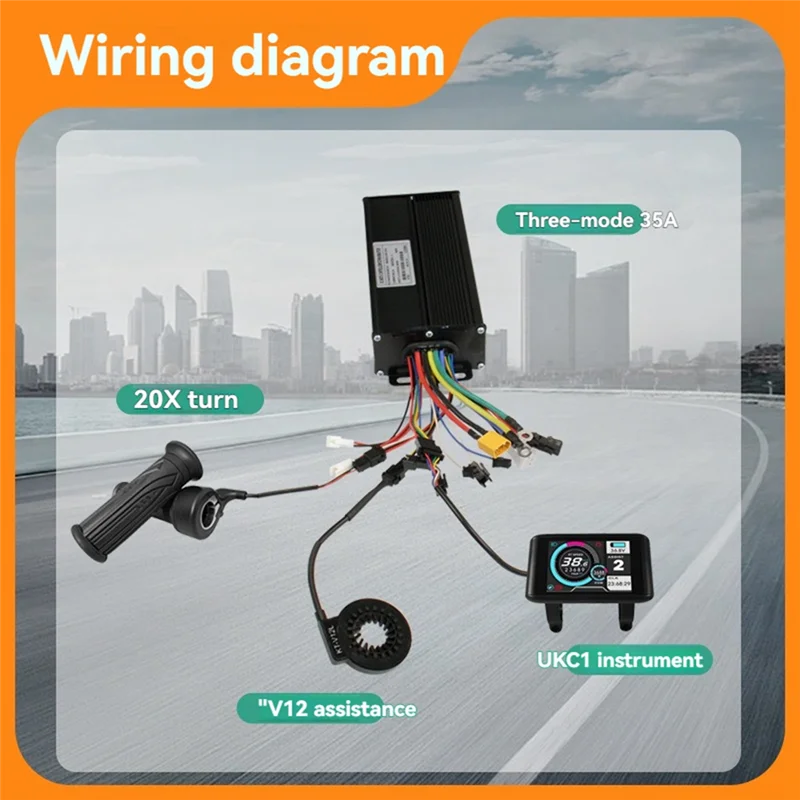 B48B-E-دراجة ثلاثة وضع مجموعة التحكم 35A 36 فولت 48 فولت 52 فولت موجة جيبية تحكم UKC1 عرض شاشة ملونة E-دراجة الملحقات #4