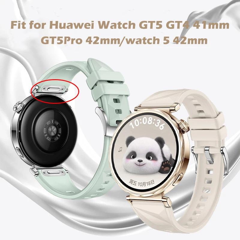 

Резиновые ремешки FKM для часов Huawei GT6 GT5 41 мм, спортивный браслет, ремень Correa HUAWEI Watch GT4 41 мм/GT5pro 42 мм, женский браслет