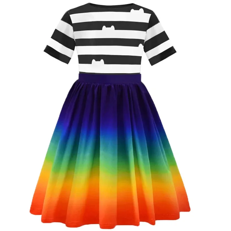 Casa de muñecas Gabby, vestido de rayas blancas y negras de dibujos animados para niñas, disfraz de gatos Gabby de Carnaval, vestidos de fiesta de 3, 5 y 6 años