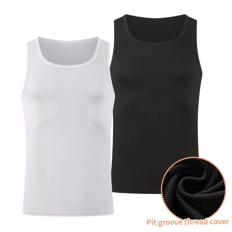 

1/3 piece men's four season solid color versatile slim fit vest for youth fitness and sports T middle-aged comfortable base shir