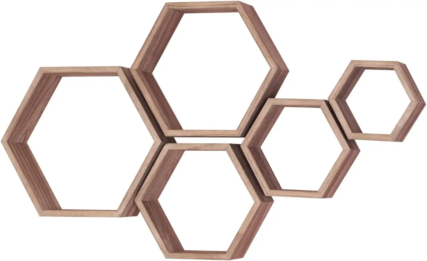 

Hexagon Shelves for Wall,Hexagon Floating Shelf Set of 5,Honeycomb Shelves Octagon Hanging Cube Rustic Wood Wall Mounte
