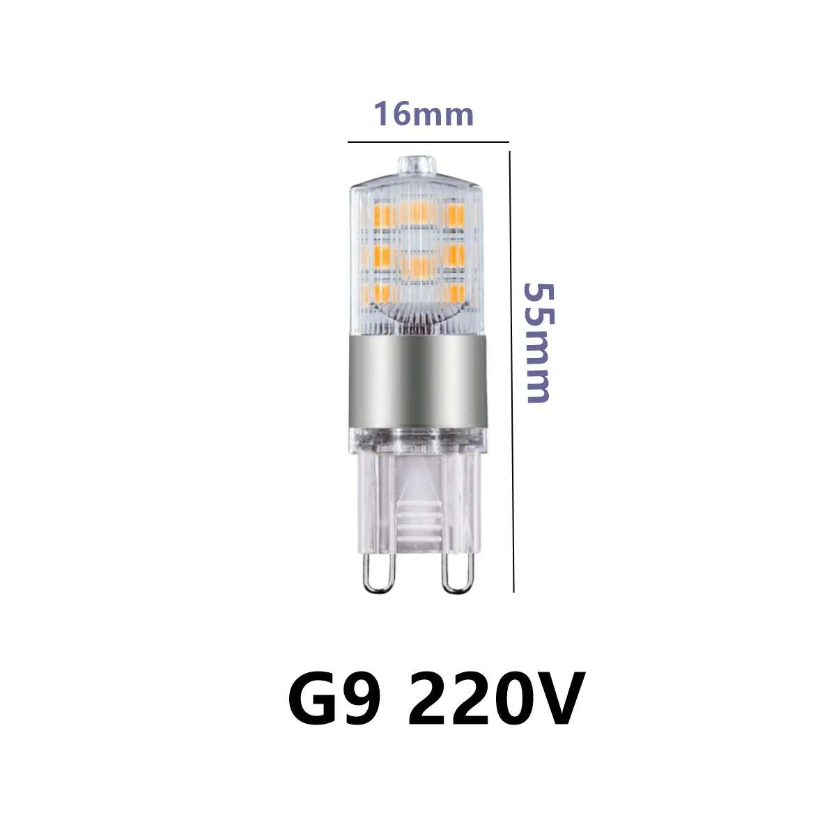 Lampu halogen putih hangat non-strobo, cahaya LED Mini G9 jagung AC220V 3W sangat terang dapat diganti 20W 50W 5-20 buah