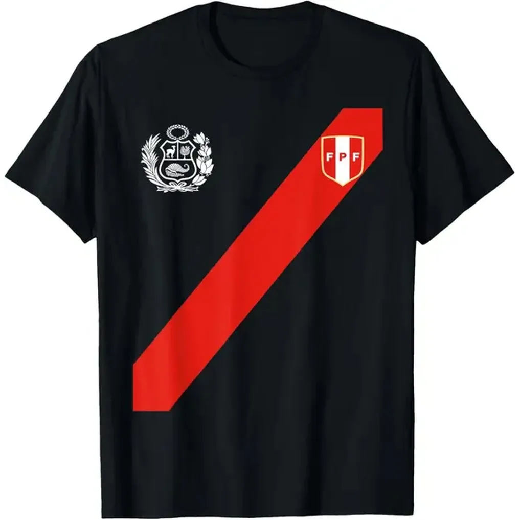 100%cotton Peru Shirt Peruvian Escudo Coat of Arms Men Women SOCCER T-Shirt