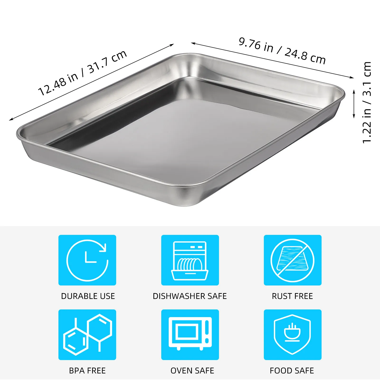 Instrument Tray Stainless Steel Rectangular Polished Thickened Surgical Veterinary Dental Plate for Hospital Clinic